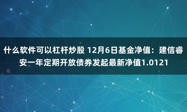 什么软件可以杠杆炒股 12月6日基金净值：建信睿安一年定期开放债券发起最新净值1.0121