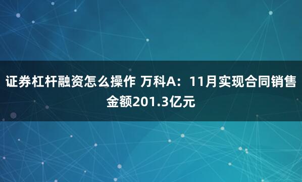 证券杠杆融资怎么操作 万科A：11月实现合同销售金额201.3亿元