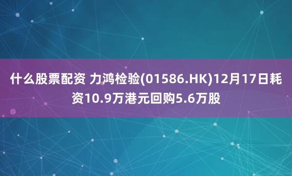 什么股票配资 力鸿检验(01586.HK)12月17日耗资10.9万港元回购5.6万股