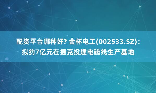 配资平台哪种好? 金杯电工(002533.SZ)：拟约7亿元在捷克投建电磁线生产基地